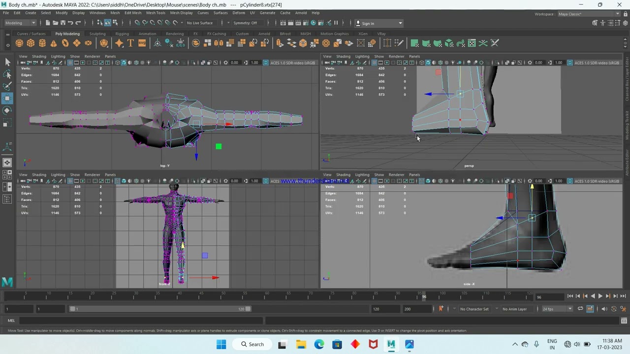 Foot Modeling In Autrodesk Maya - Full Body modeling complete here.