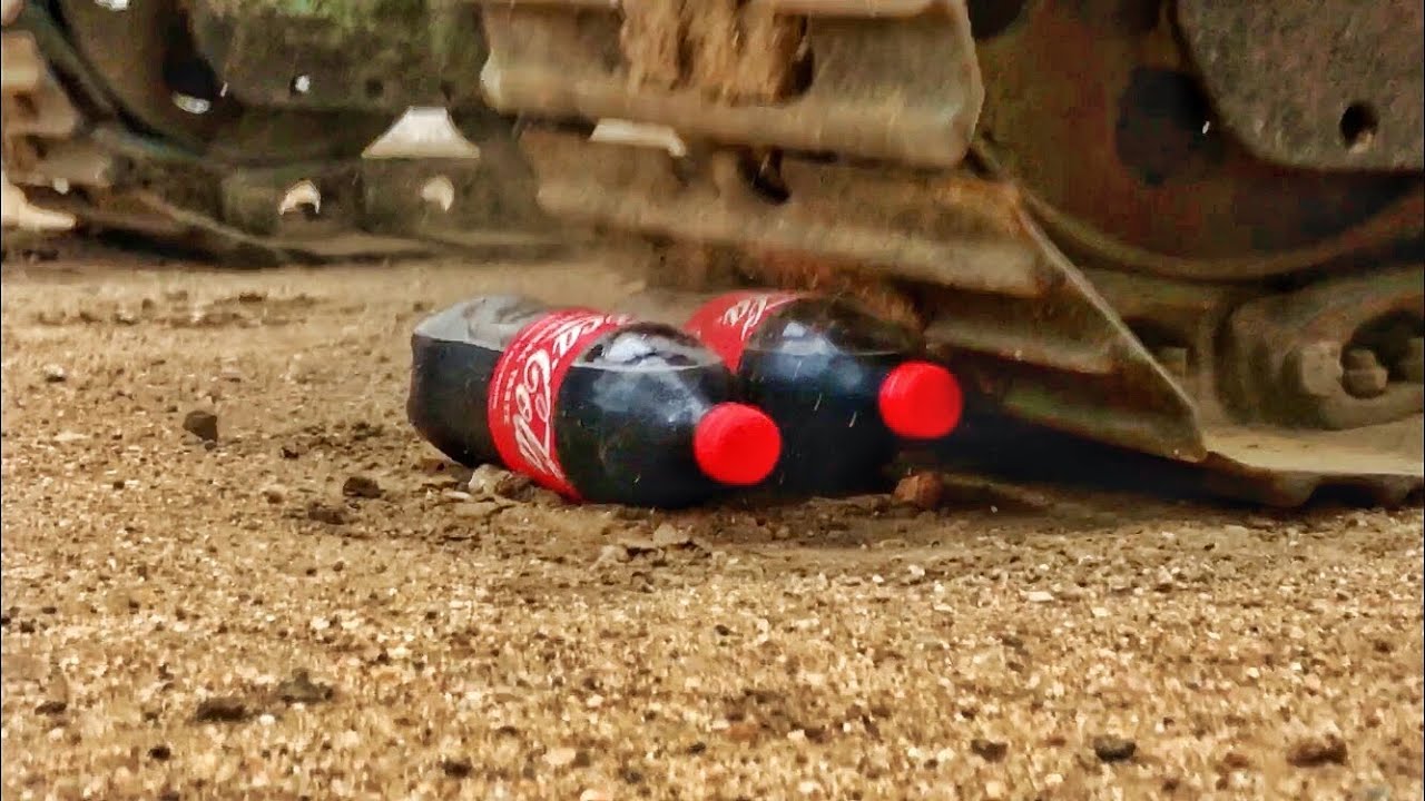 Excavator vs Coca-Cola: Heavy Vehicle Crushing Experiment - Crunchy vs Soft Things Challenge