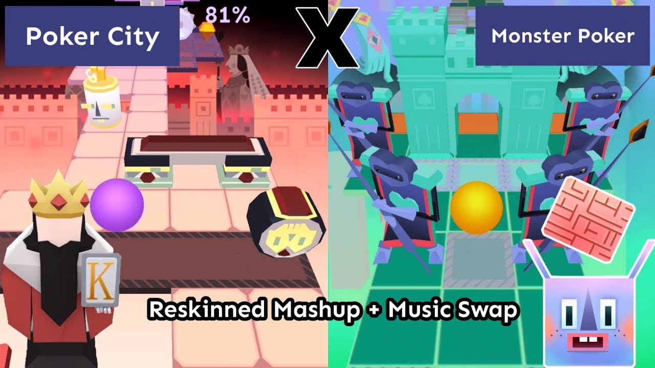 Rolling Sky - Monster City X Poker (Reskinned/Retextured Mashup & Music Swap)