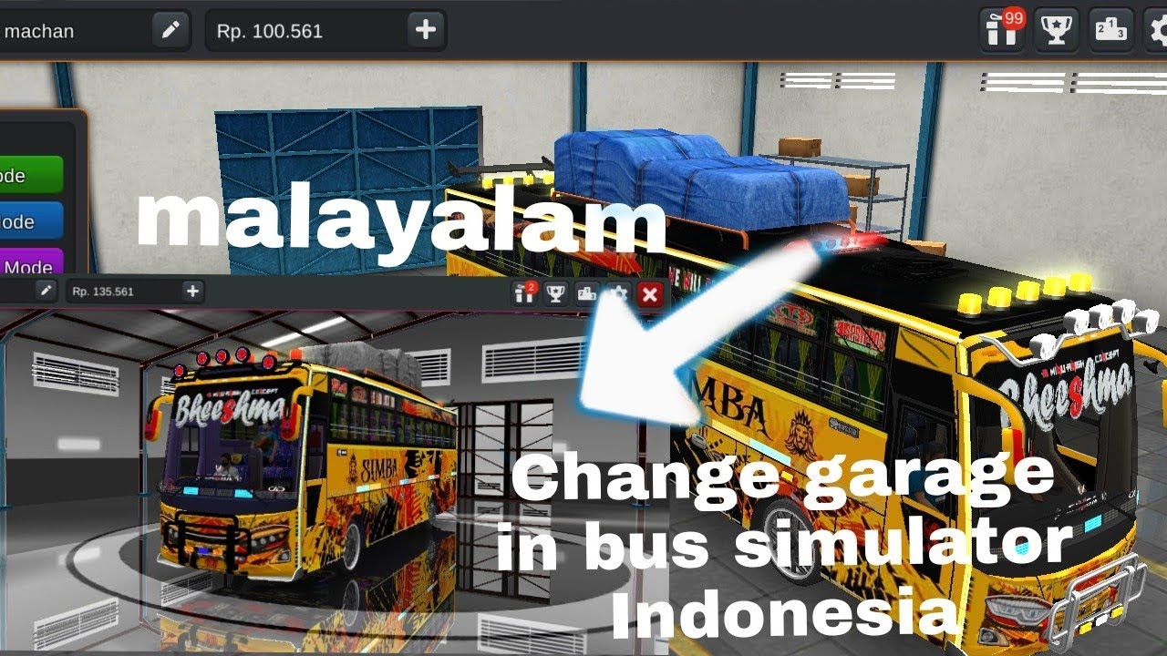 How to change garage in bus simulator Indonesia Malayalam Full video
