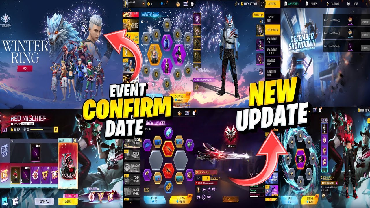 Next universal ring event 🤯🥳 Winter Ring + Evo M60 Vault & January booyah pass | Winter Rewards FF