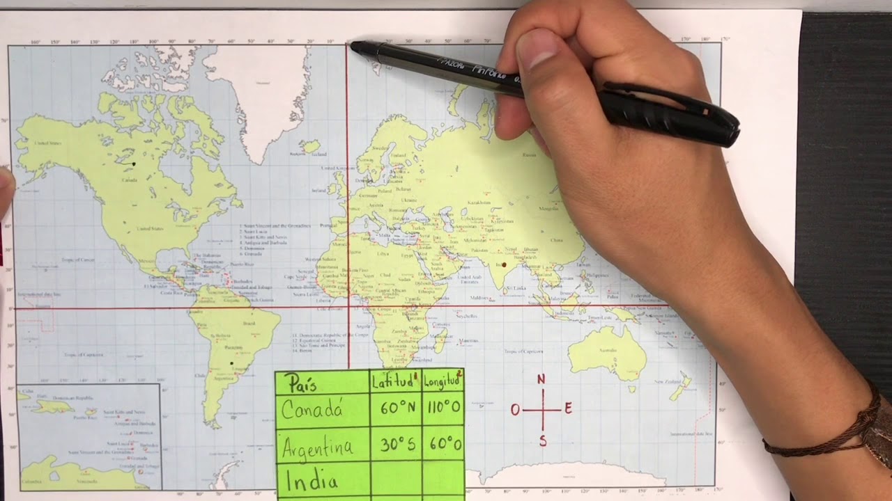 Latitud y longitud. Localizar países.