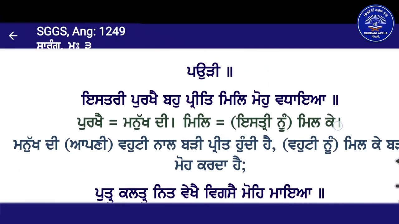 ਗੁਰੂ ਗ੍ਰੰਥ ਸਾਹਿਬ ਜੀ ਅਰਥਾਂ ਨਾਲ ਅੰਕ 1248-1251