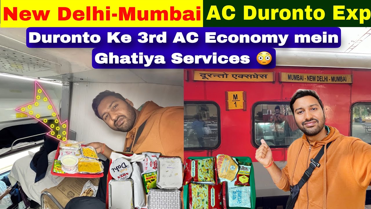 New Delhi Mumbai Duronto Exp •3rd AC Economy Mein Ghatiya Services•😳