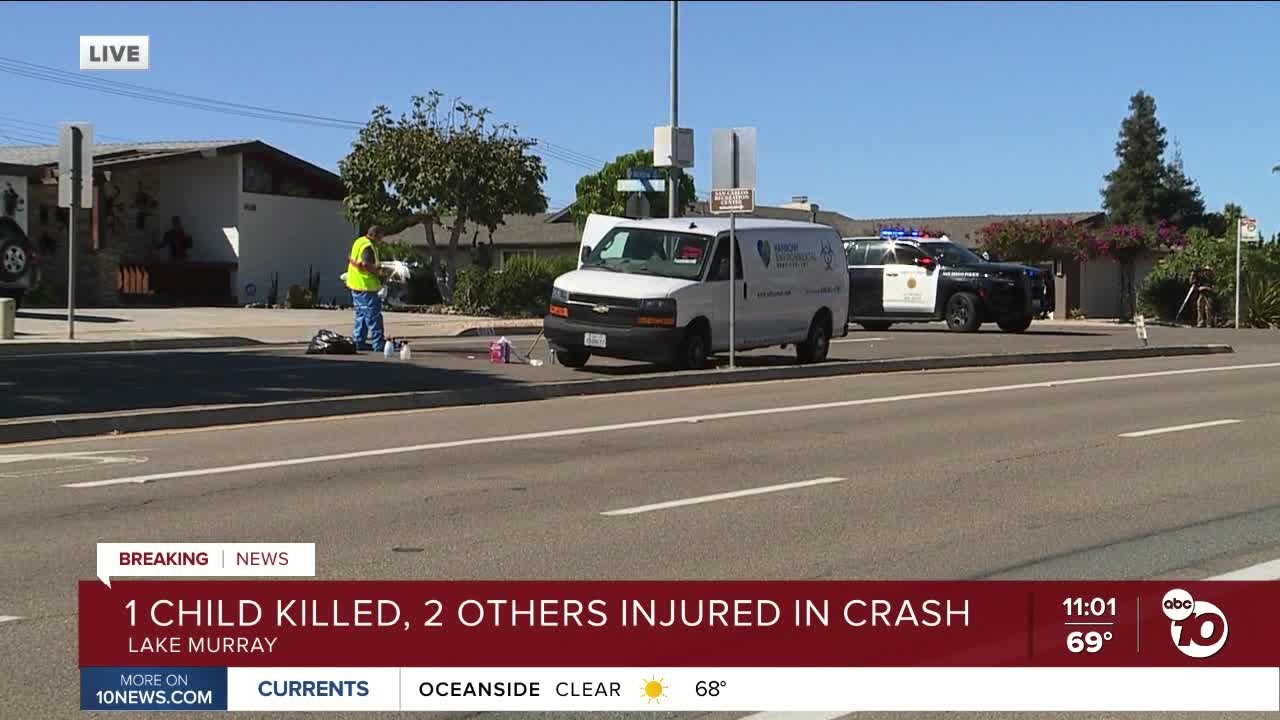 1 child killed, 2 injured after being hit by car in San Diego's Lake Murray neighborhood