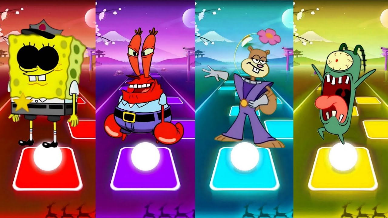⚡️ Epic Tiles Hop 4 Color BattleSpongeBob EXE vs Patrick EXE vs Sandy EXEvs Mr Krabs EXE