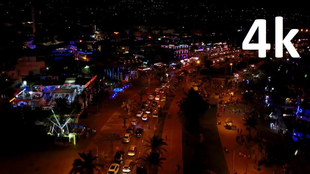 Alanya City at Night - Turkey in 4k