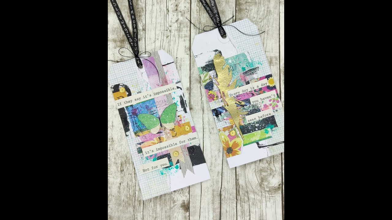 2 mixed media tags. Step by step!