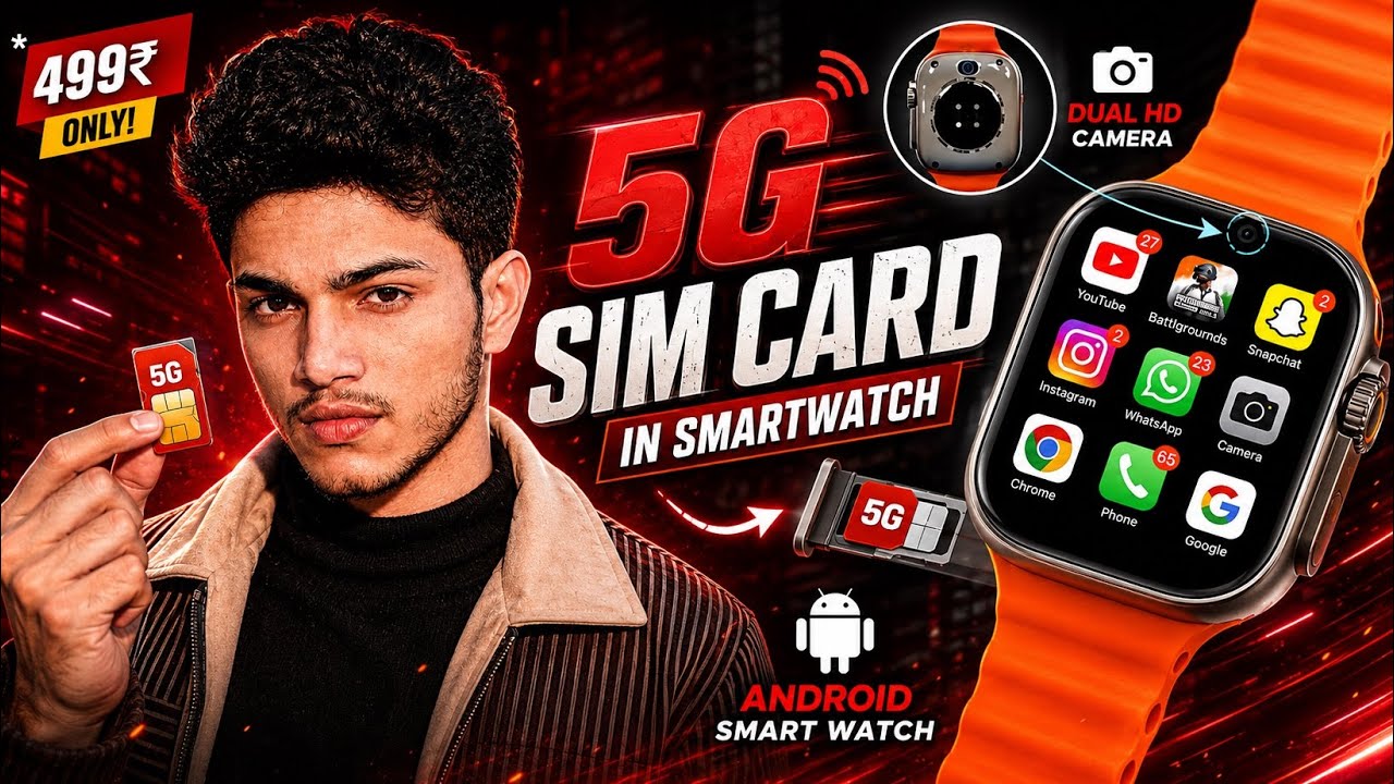 Best 5G Android Ultra Smartwatch ⚡️|| 4GB Ram 😱 with Dual HD Camera | YouTube ✅ BGMI✅ | S9 Ultra 5G