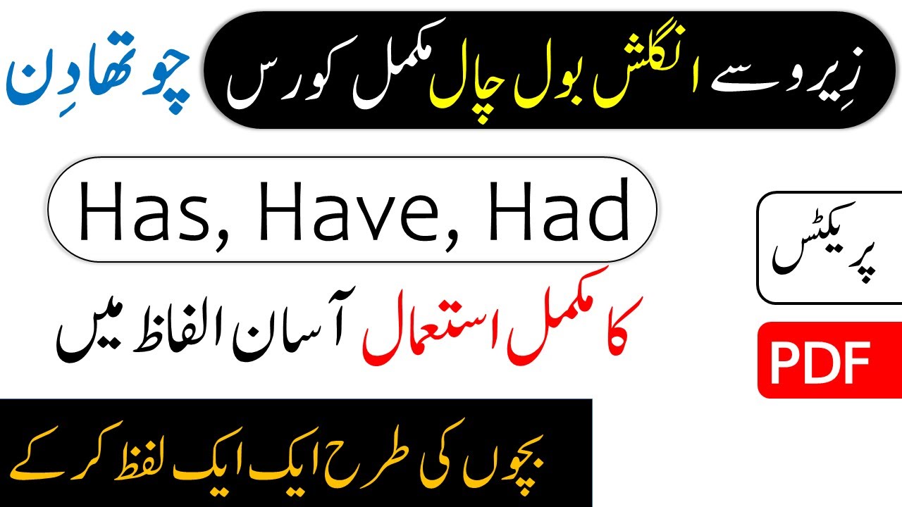 Spoken English Day 4 | Use of Has Have Had in Urdu |  @Grammareer