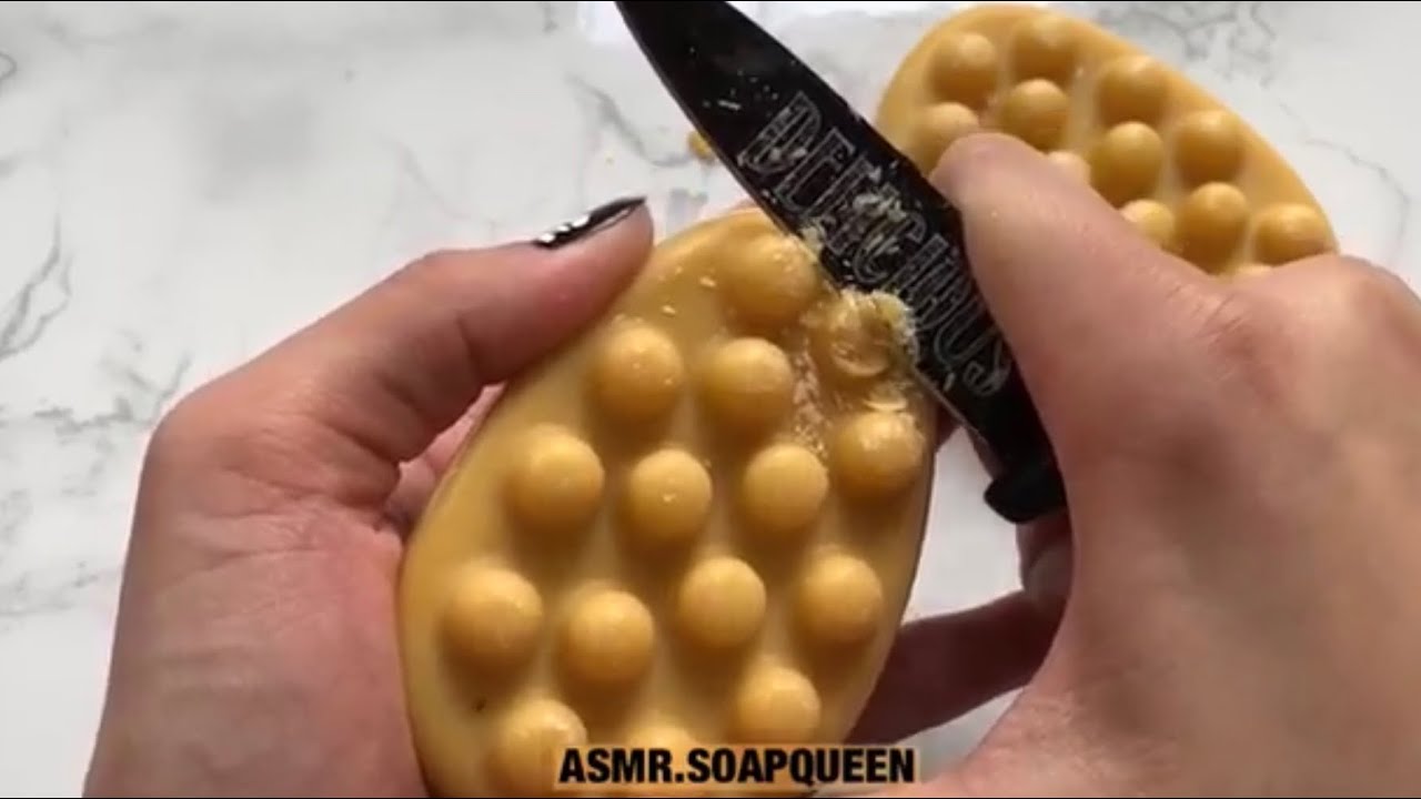 Cutting massage bar- hard soap ASMR Oddly satisfying and relaxing, anxiety relief