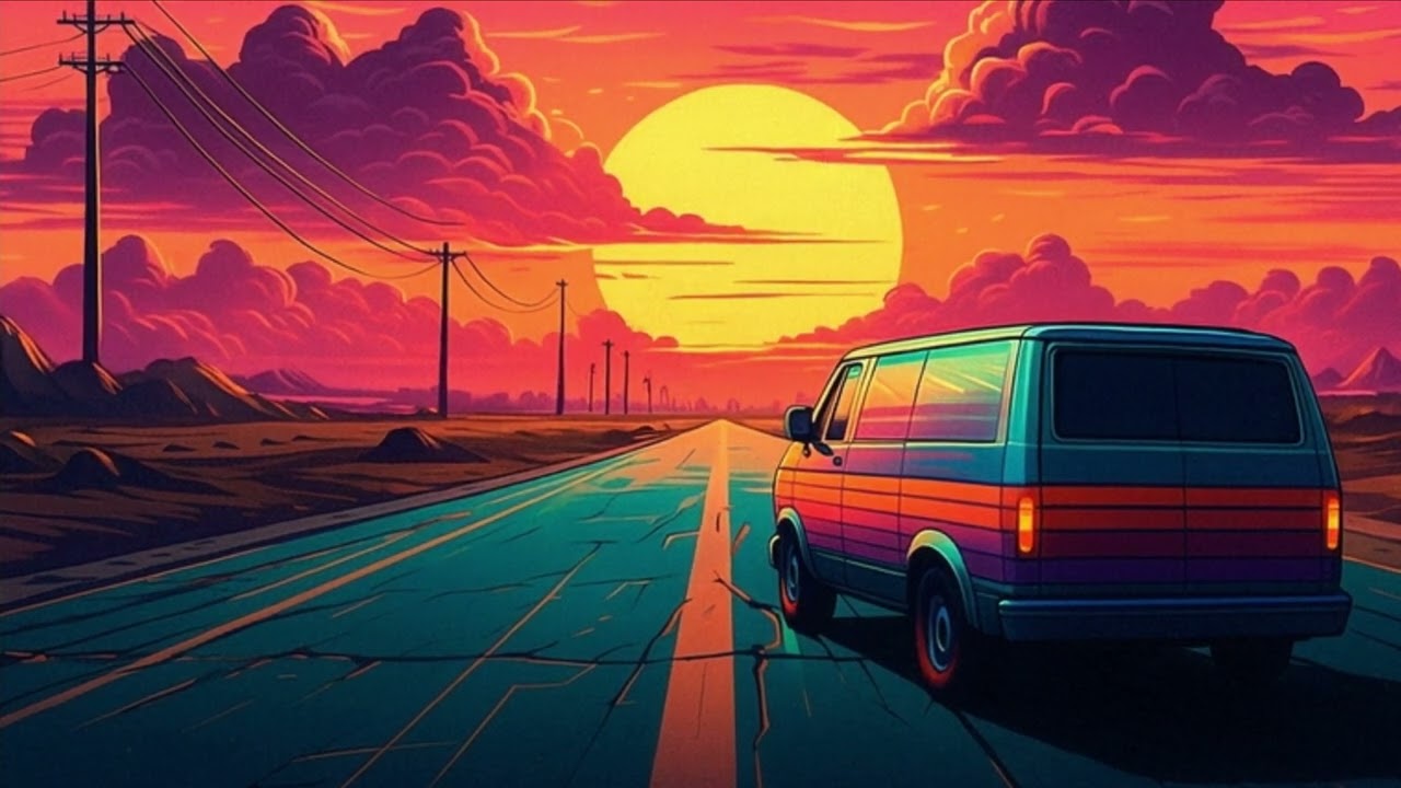 Retro Sunset Drive | 80s Van Aesthetic Road Trip with Lo-Fi Synthwave
