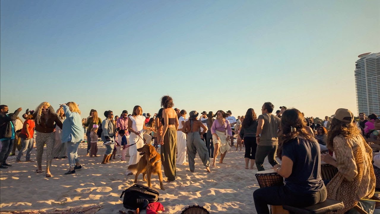 Miami Beach Drum Circle 2026 🌕 - Wild Full Moon Party & Tribal Drums [4K HDR]