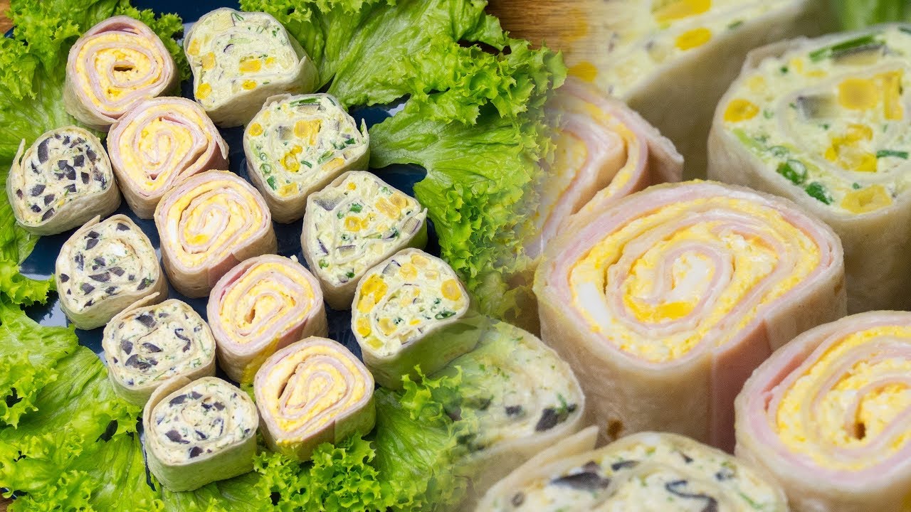 Вкусные и красочные закуски из тортильи