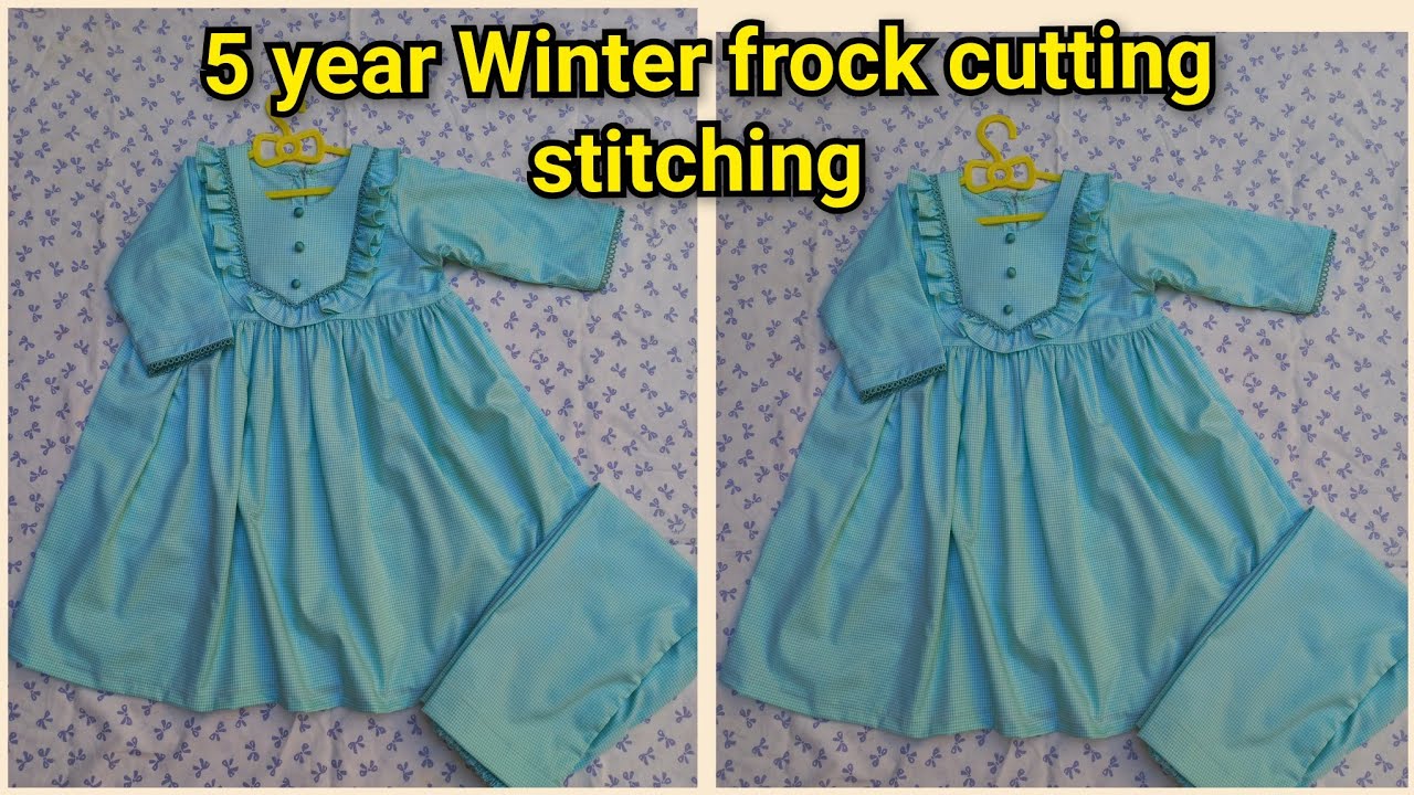 5 year baby girl winter frock cutting stitching @St.FashionHub 