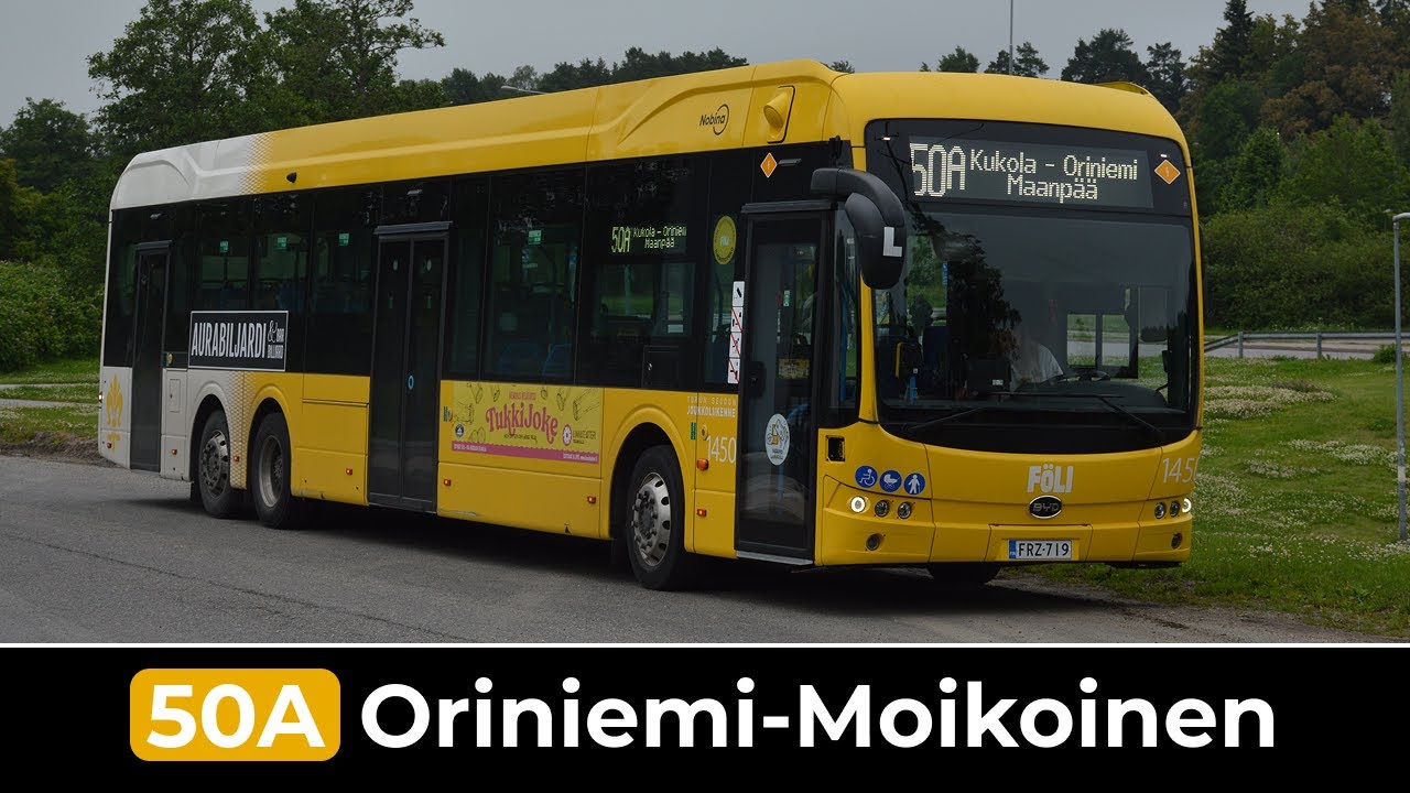 Turku Föli Linja 50A: Moikoinen - Oriniemi - Moikoinen (Nopeutettu) | Nobina 1450