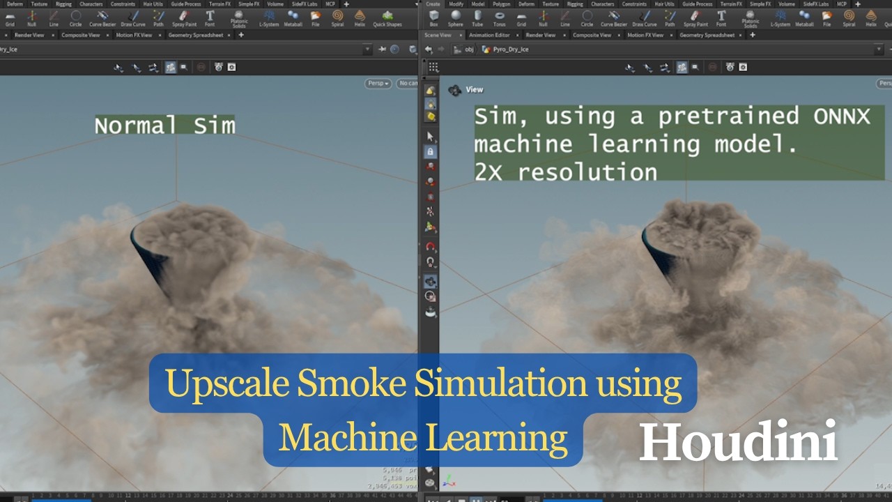 How To Upscale Lowres Fire/Smoke Simulation using Machine Learning In Houdini | ML Volume Upres
