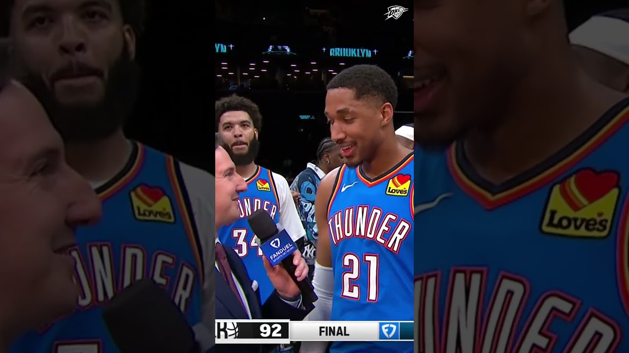 Played together from start to finish 🤝Wiggs and Payton join Nick following the W 🎤 #okcthunder