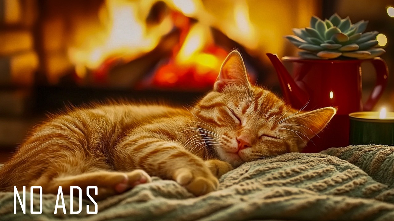 🐱🔥 12 часов безопасной музыки для сна кошек | Фортепиано, звуки огня и успокаивающее мурлыканье