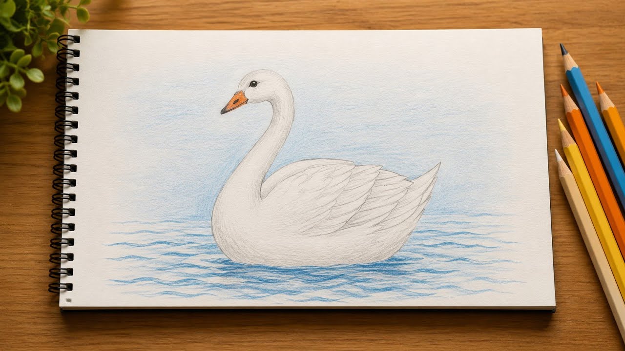 How to Swan Colouring/Colour Pencil/Beginners/Art