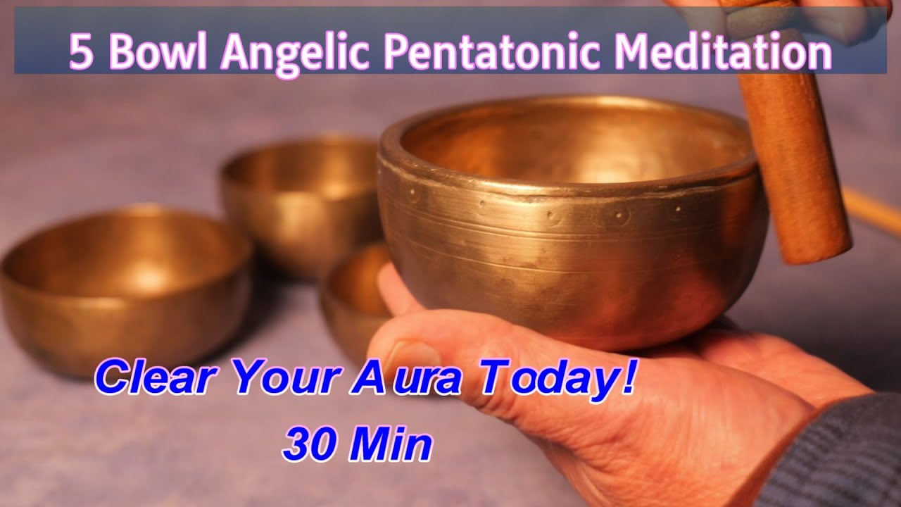 ANGELIC 5 BOWL HIGHER TONE 5TH OCTAVE SET ~ POWERFUL AURA CLEARING!  ~ 30 MIN ~ WWW.TEMPLESOUNDS.NET