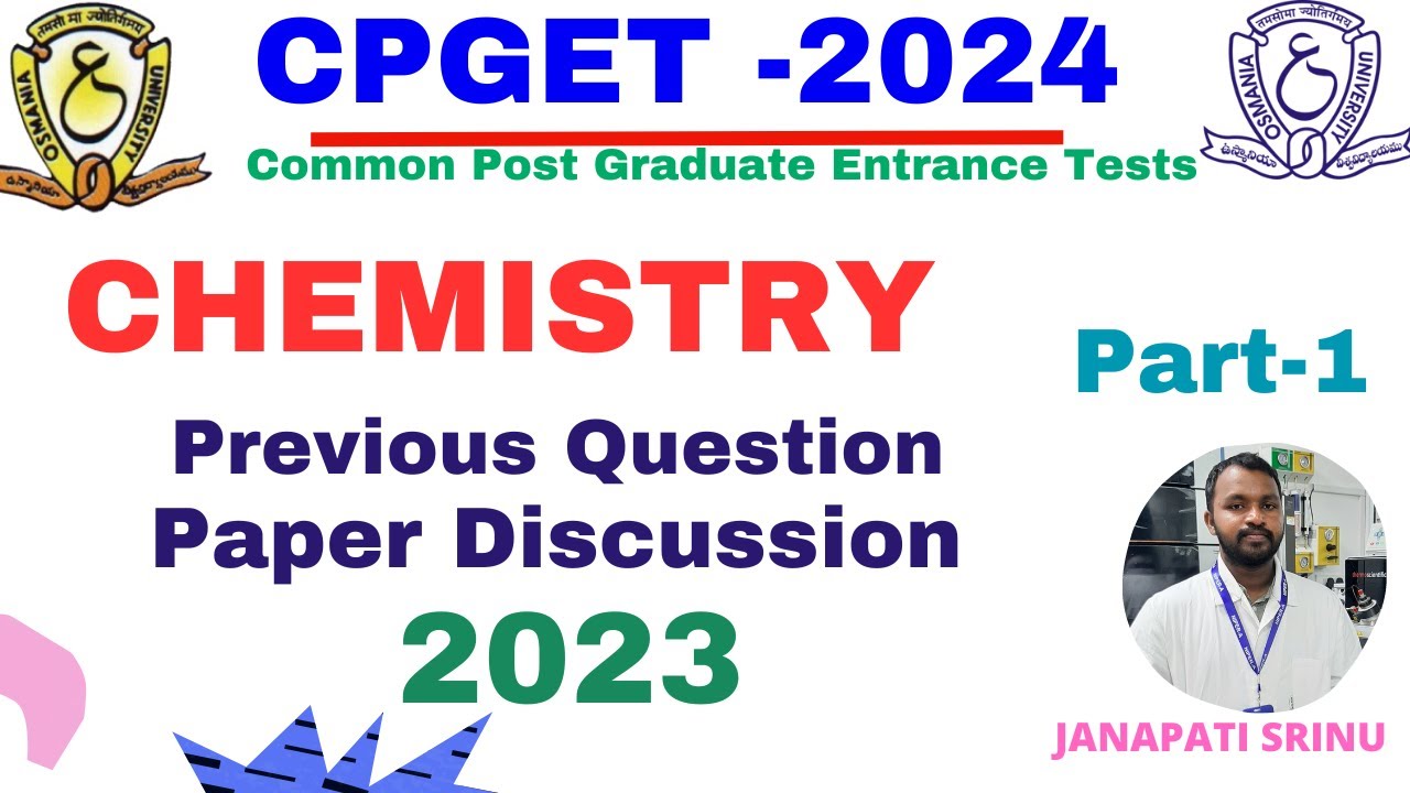 CPGET 2024 | CPGET Chemistry Question Paper 2023 | Part-1 | CPGET 2023 Chemistry Previous Year Paper