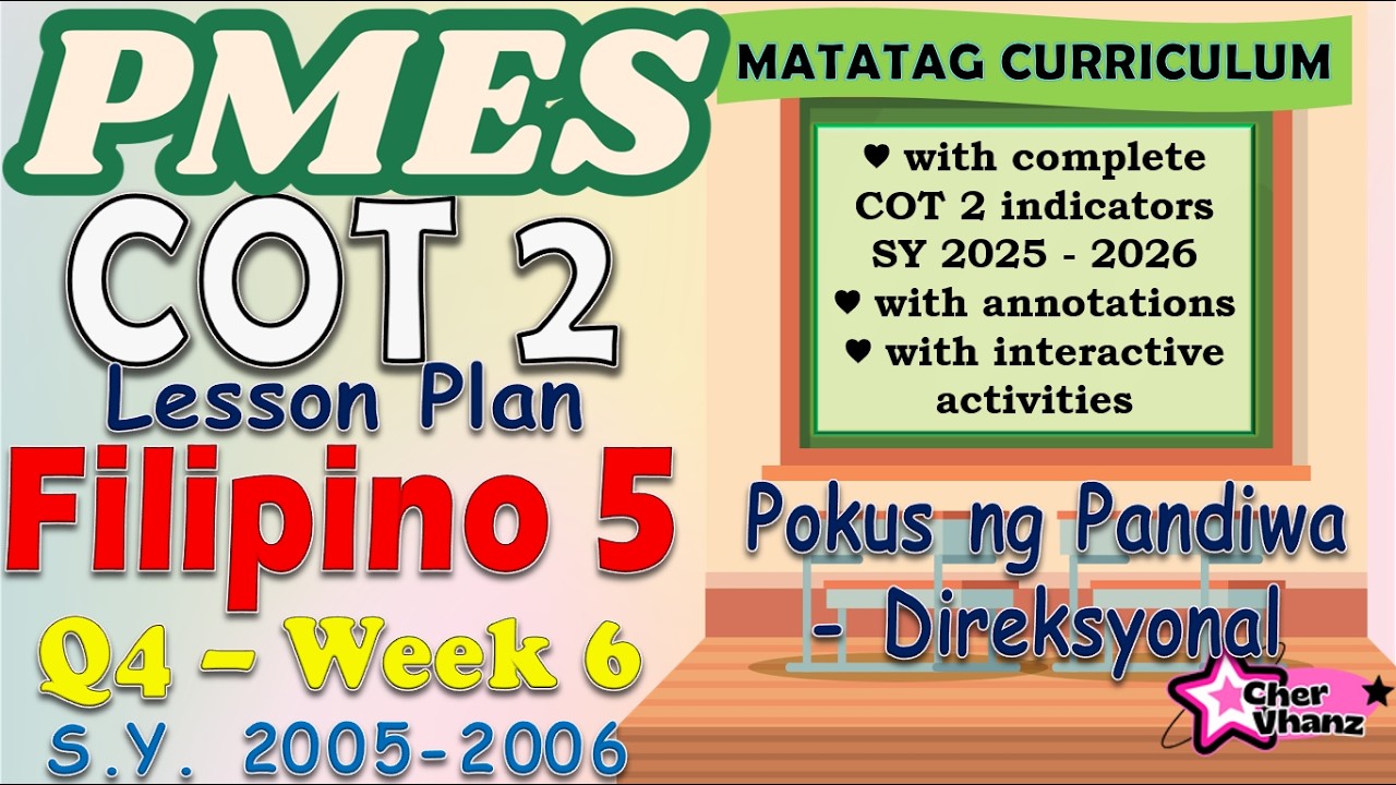 PMES COT 2 in Filipino 5 Quarter 4 SY 2025-2026 with Complete Indicators MATATAG Curriculum/Revised