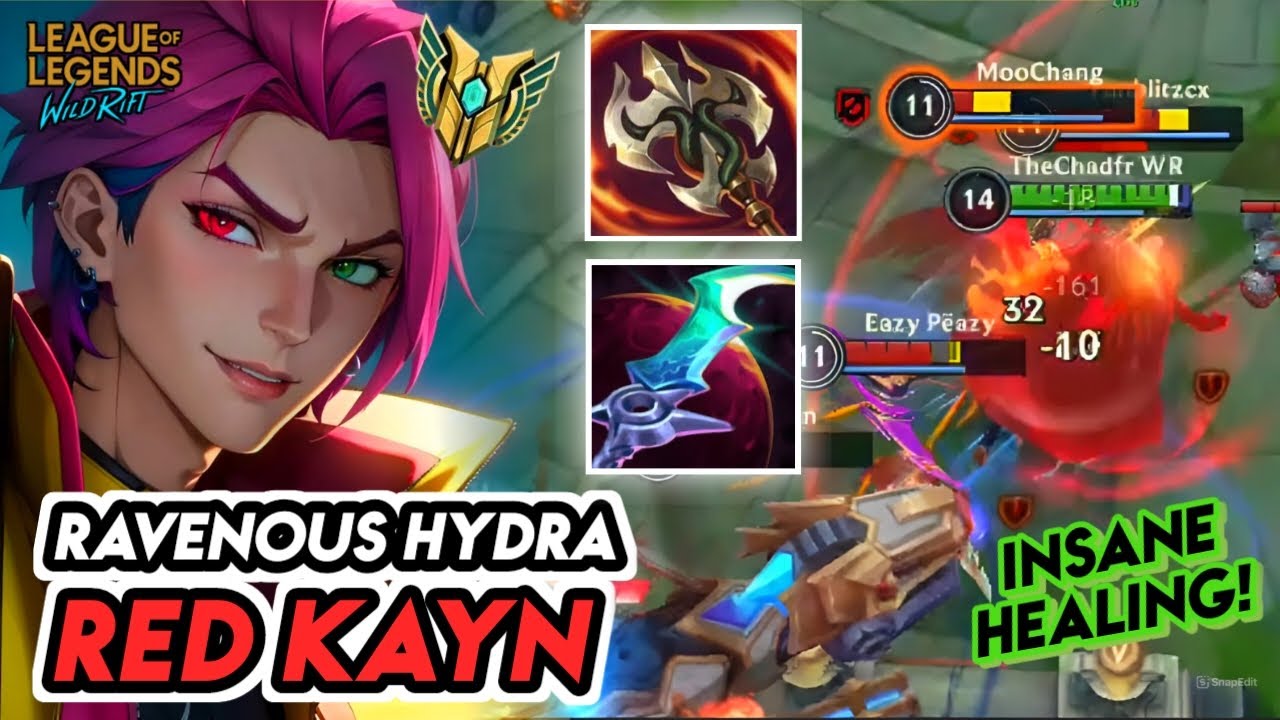 RED KAYN WITH RAVENOUS HYDRA IS UNKILLABLE!! 🔥🔥 (INSANE HEALING) | Wild Rift