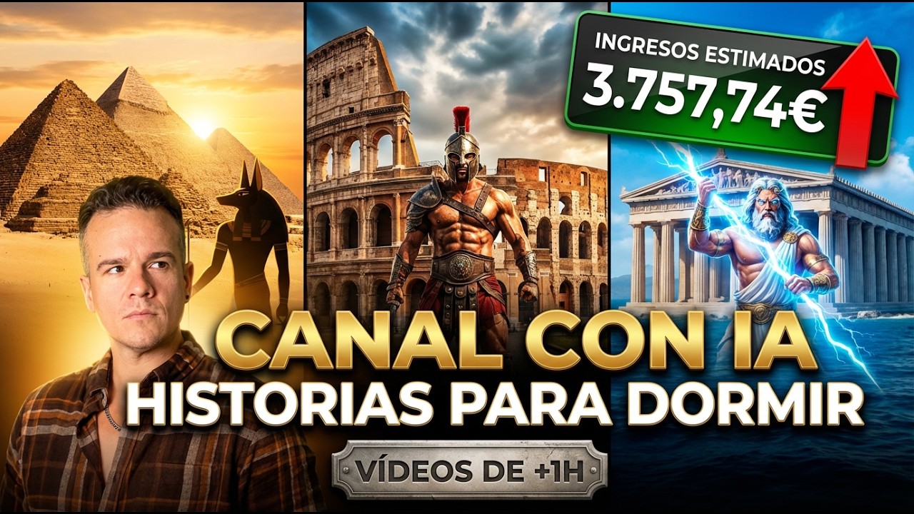 CANAL de HISTORIAS largas para DORMIR con IA de 3700€ al mes 100% automatizado para YOUTUBE