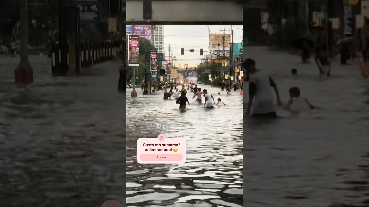 Baha sa Manila #flood #travel #children #street #shorts #trendingshorts #manila #raining #shortvideo