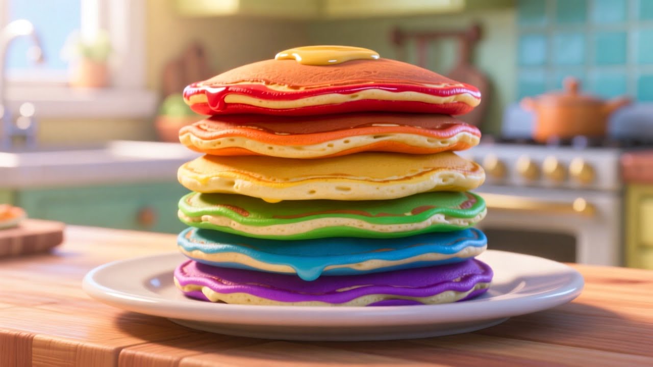 Rainbow Pancake Morning 🥞🌈 | Fun Kids Learning Video | Preschool Educational Adventure