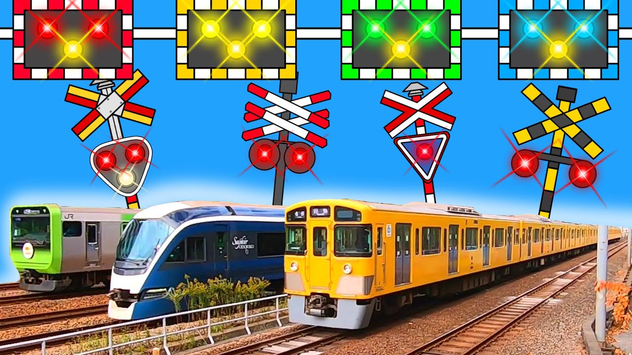 【電車】踏切アニメ 【ふみきり 鉄道】Railway Level Crossing Train Animation 西武鉄道 サフィール踊り子