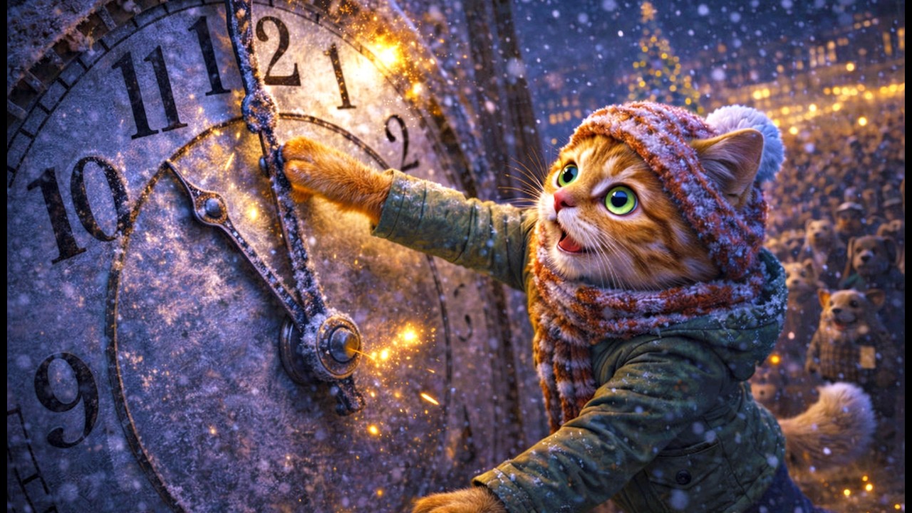 🎇 Пряничный кот спасает Новый год: до полуночи осталась одна секунда 🕰🐾
