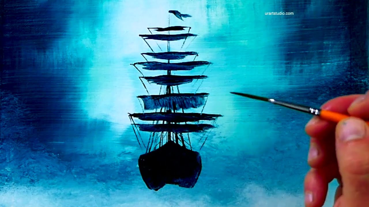 Ship at Moonlight | Painting step by step | Easy painting for Beginners