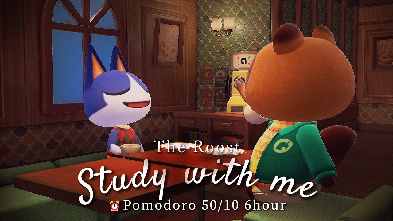 【あつ森ポモドーロ】⏰喫茶ハトの巣BGM☕喫茶店で勉強 50/10 ポモドーロタイマー (６時間）｜コーヒーサイフォンの音 / Study with me /長時間勉強・作業用/環境音ASMR🎧