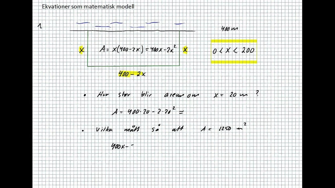 Ekvationer som matematisk modell. Ma 1