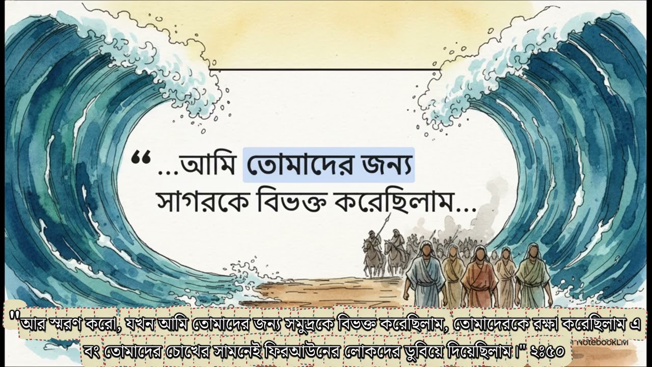 বাক্বারাহ (২:৫০) - সমুদ্র বিভাজন ও ফেরাউনের পতন | চোখের সামনে অলৌকিক মুক্তি | মুসা (আ.) ও বনী ইসরাঈল
