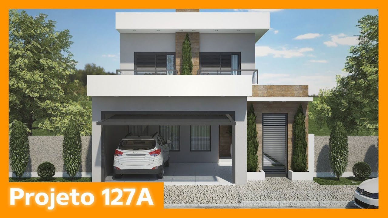Planta de sobrado com 2 quartos e 1 su&iacute;te - 127A