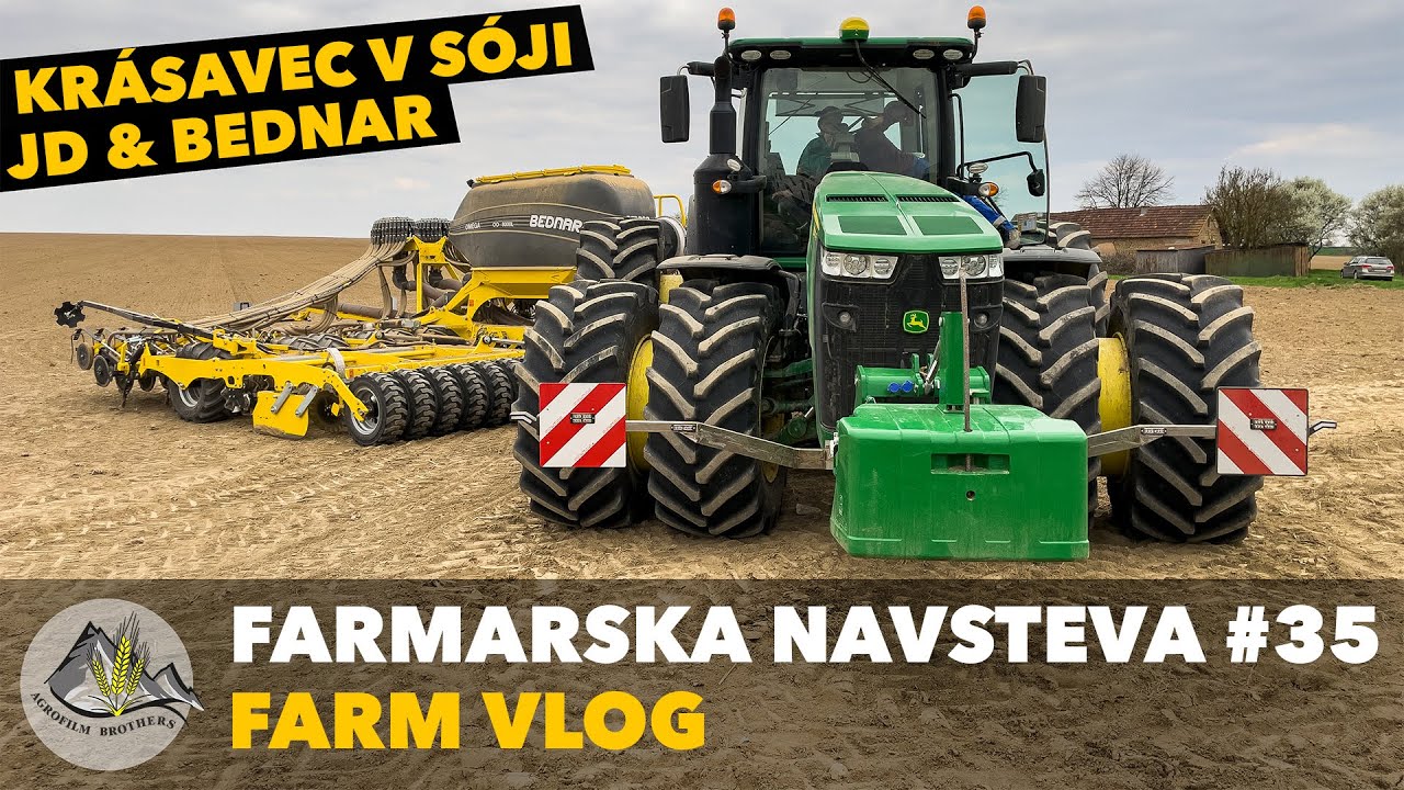 Krásna súprava v SÓJI [ JOHN DEERE 8370R & BEDNAR OMEGA OO 8000 ] Farmárska návšteva #35