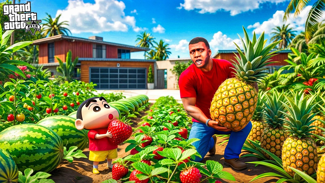 Franklin & Shinchan Grow GIANT Watermelons Outside Their House! 🍉😱 | GTA 5 Malayalam