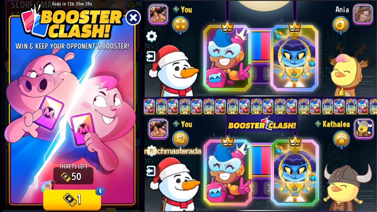 Booster Clash, Billie Boom VS Cleo Cadabra Gameplay 2 Win LEGENDARY Boosters, PK, Match Masters