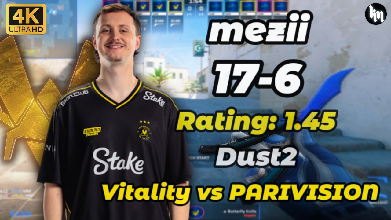 mezii (16-7) Vitality vs PARIVISION (Dust2) PGL Cluj-Napoca 2026 #cs2 #vitality  #mezii