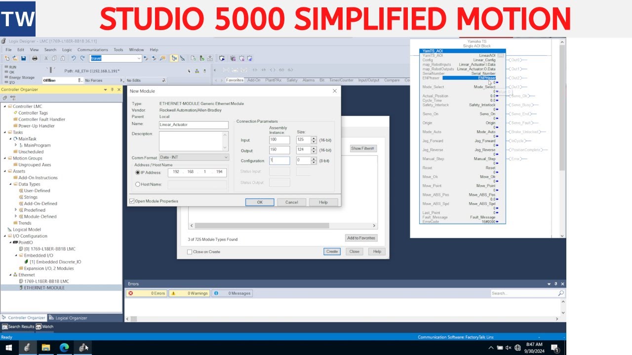 Studio 5000 Single Instruction Motion Control AOI