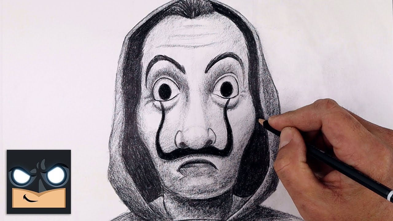 How To Draw Money Heist Mask | Beginner Sketch Tutorial (Step-by-Step)