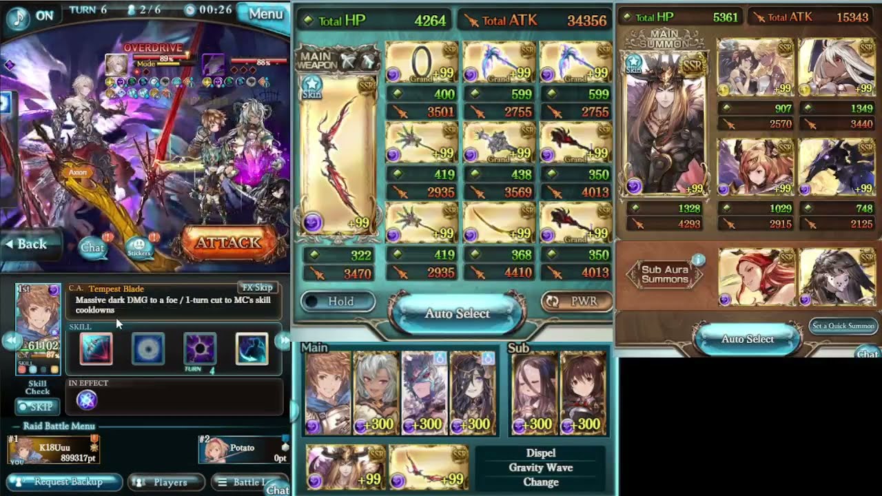Granblue Fantasy - Dark Rapture (Hard), Hades solo, Fediel + Level 30 NH showcase. (No Reload)
