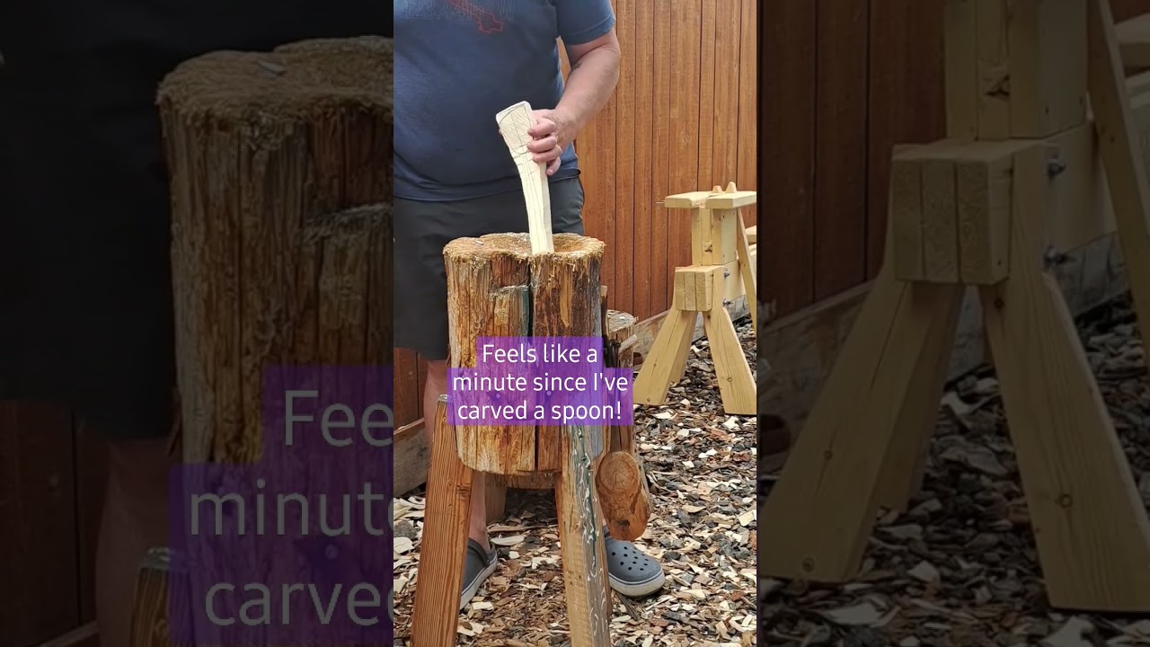 Carving Out a Maple Cooking Spoon With my Wood Tools Ax. #greenwoodcarving #spooncarving #wooden