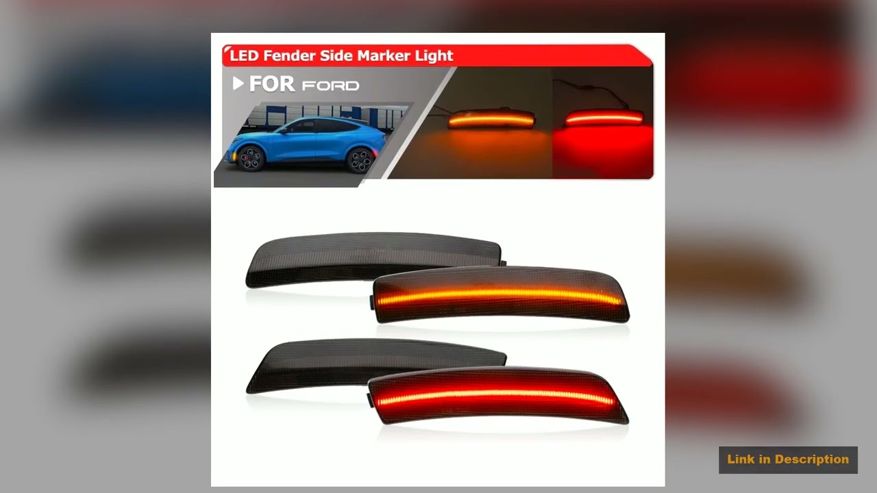 Smoked FR Bumper Reflector Light For 2021 2022 2023 2024 Ford Mustang MachE CX727 LED Fender Side