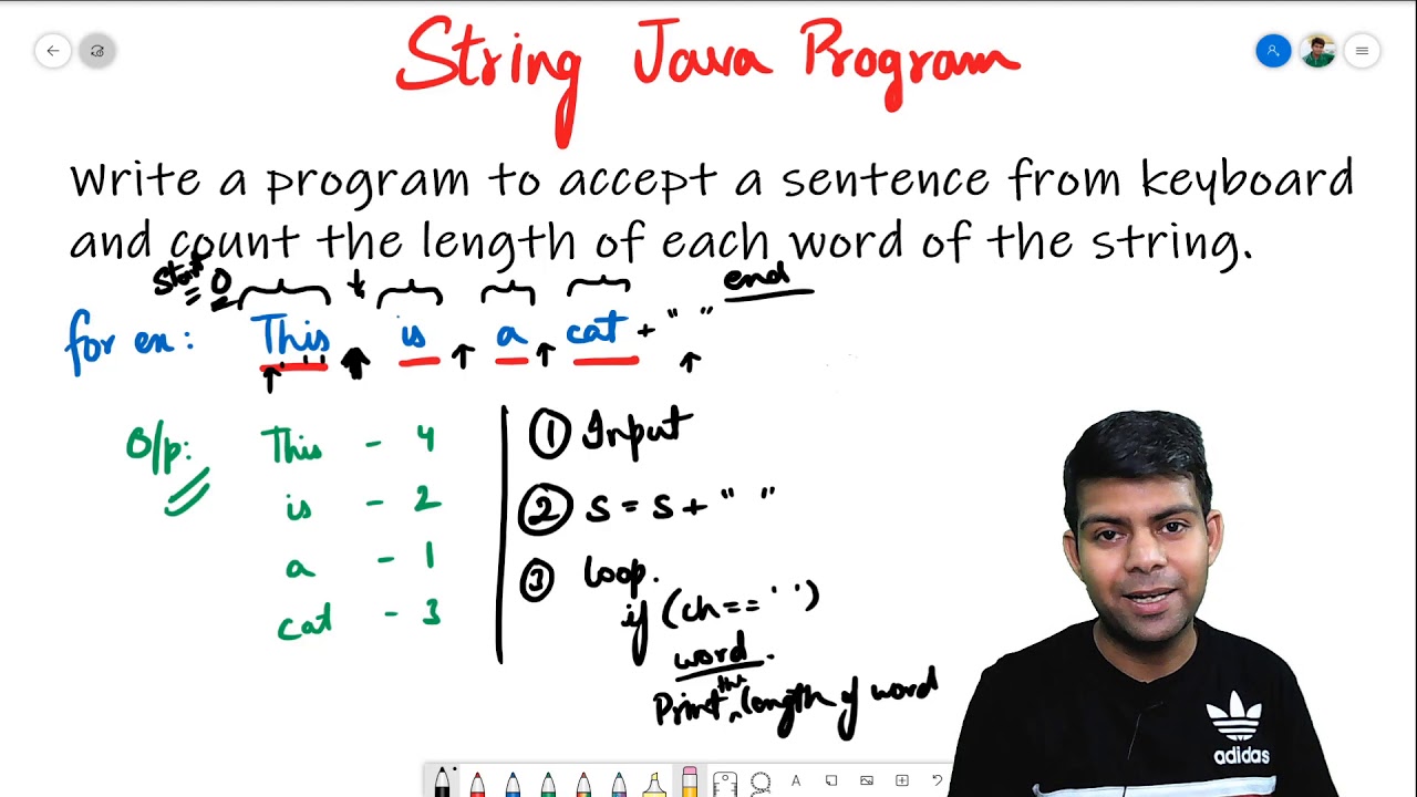 Length of Each Word in a Sentence - String Java Program | Class 10, 11 Computer ICSE / ISC