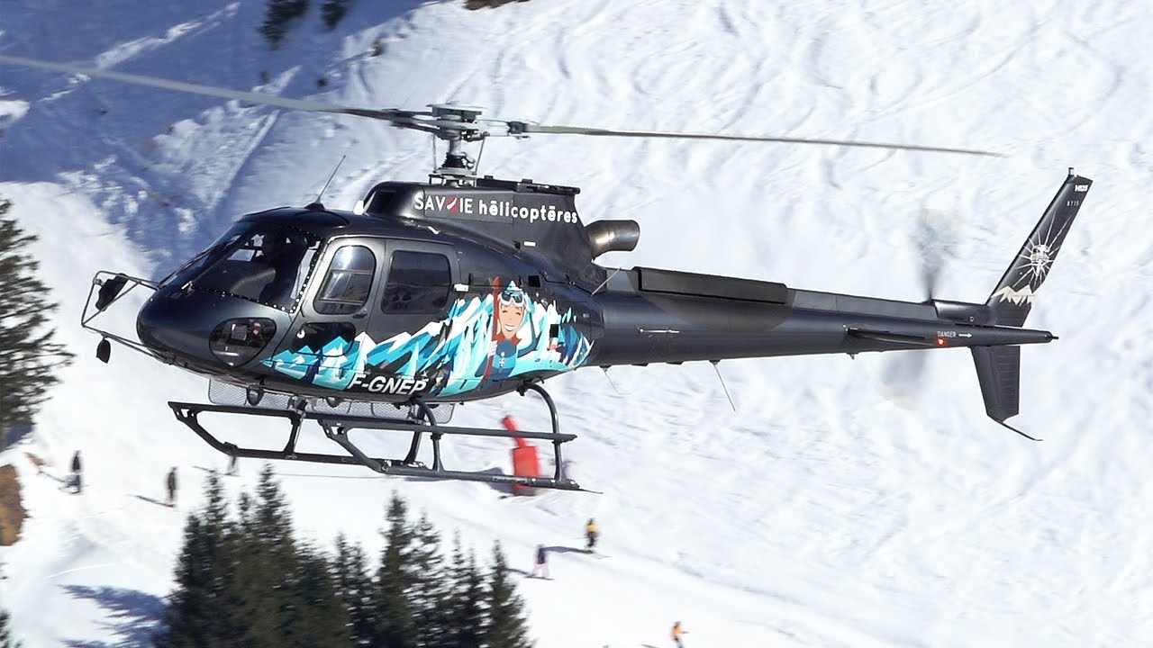 Airbus Helicopters H125 Savoie Hélicoptères landing and takeoff at Courchevel altiport