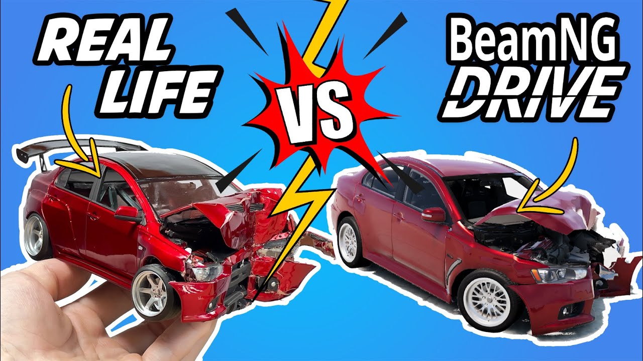 Crash Test in Real life VS BeamNG Drive, compare damages